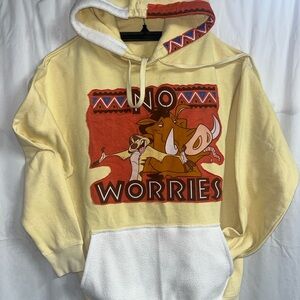 Custom thrift flip hoodie Timon & Pumba ‘No Worries’